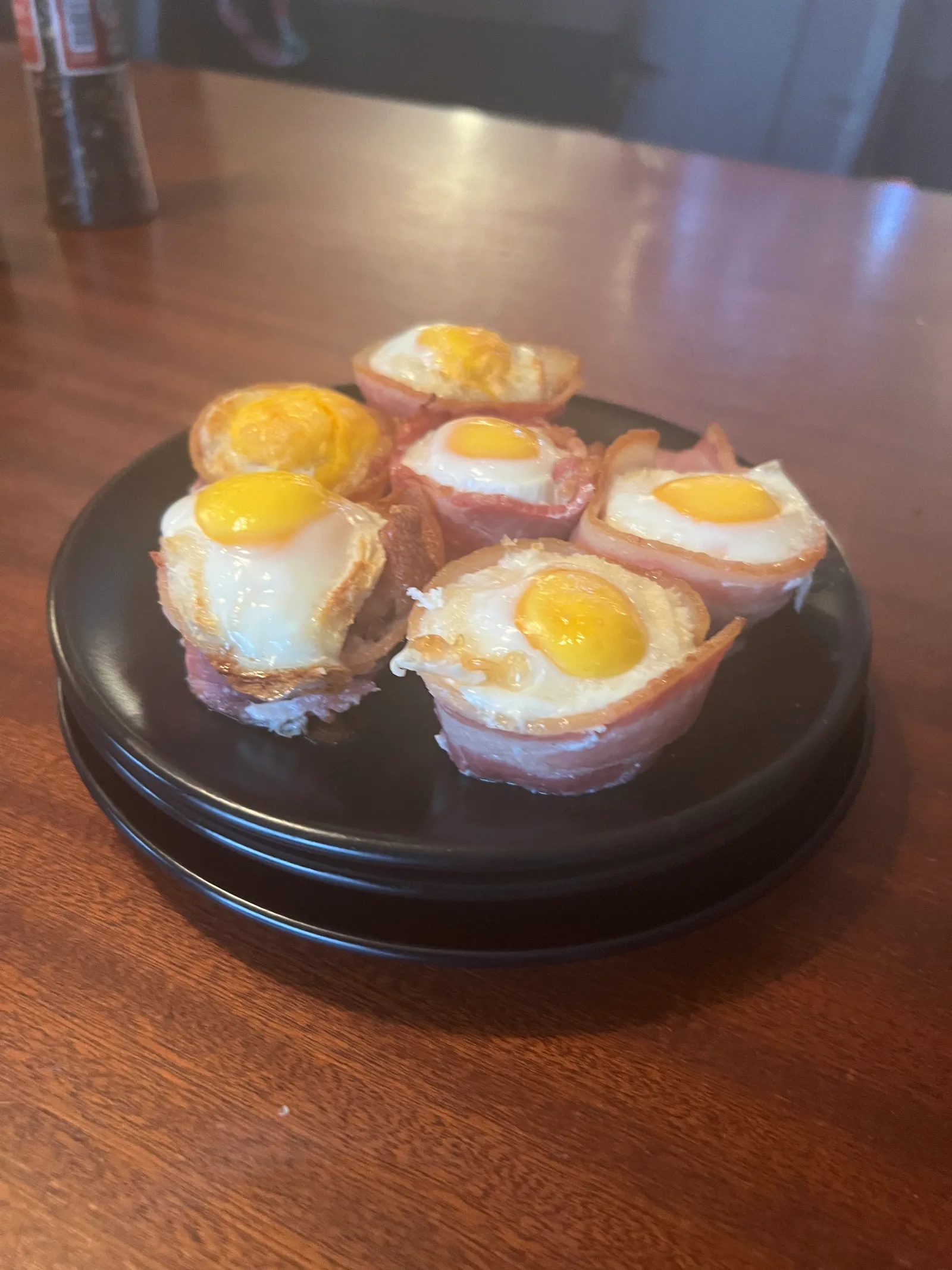Egg and bacon breakfast tarts.
