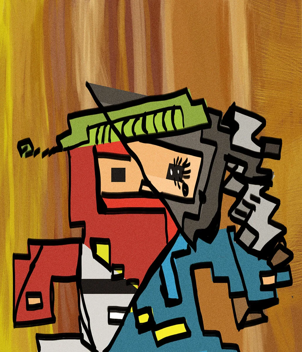 A Picasso-style cubist rework with an 8-bit ninja.