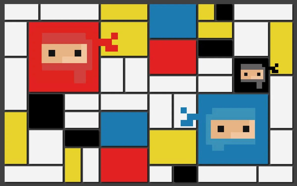 A Mondrian rework with 8-bit ninjas.