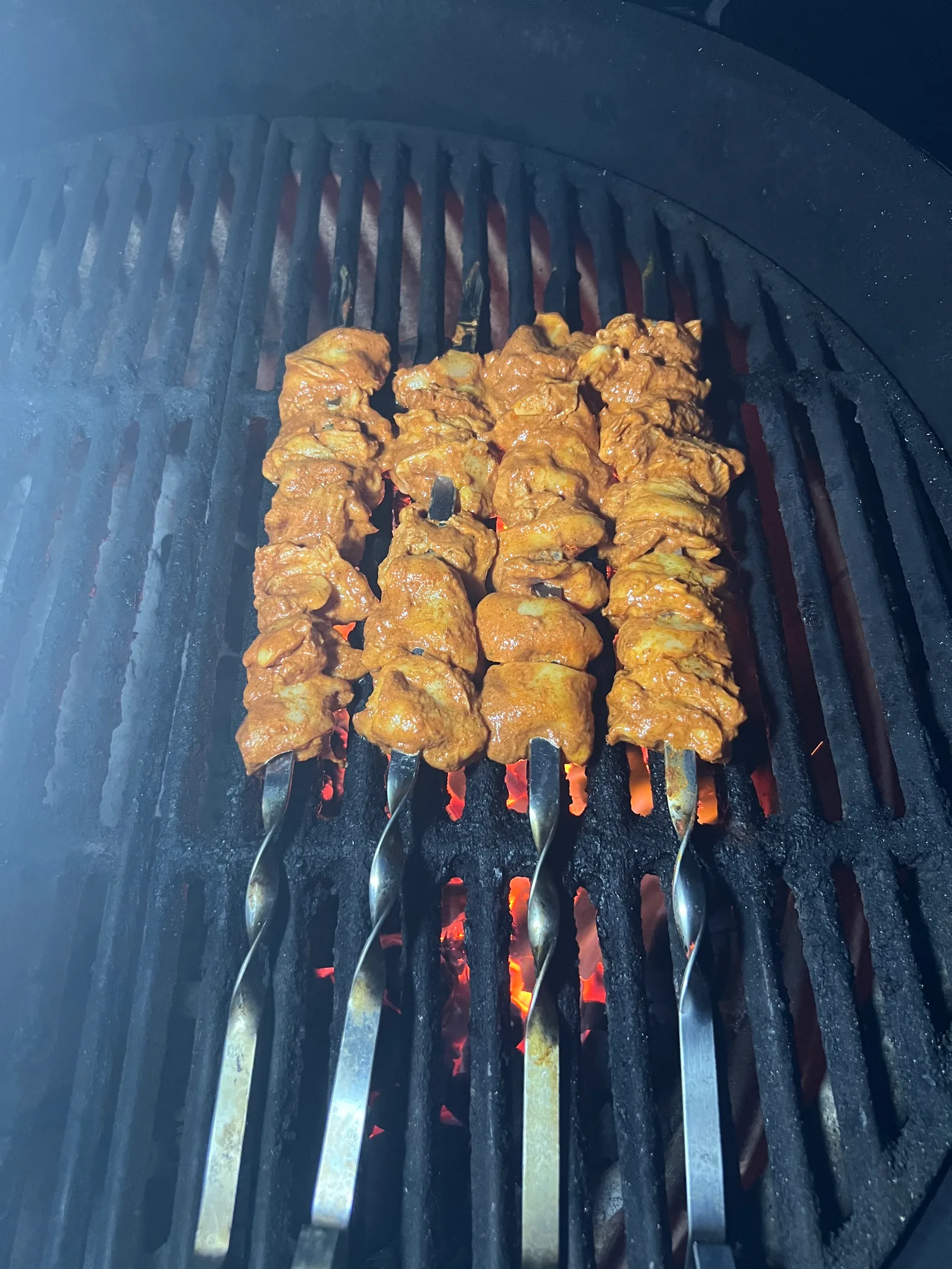 Tandoori chicken kebabs.